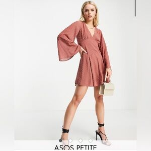 ASOS Petite Pink Peplum Sundress with Bell Sleeves